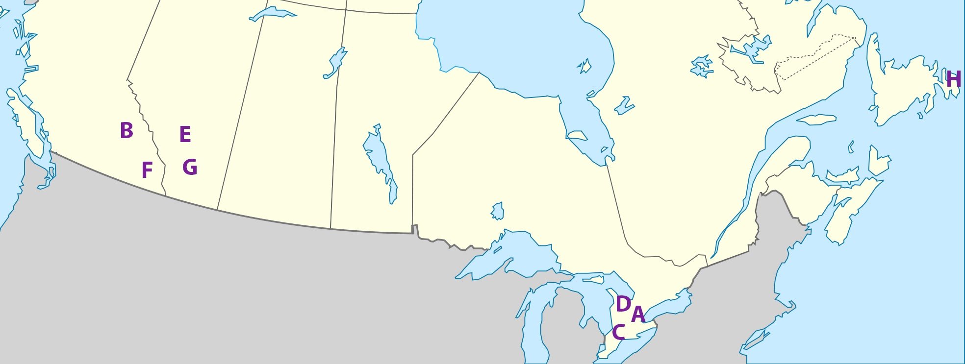 Map of Canadian Cities Affected by Counterfeit US Bills