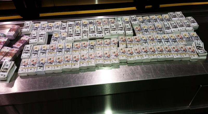 Confiscated counterfeit money at Detroit Metro Airport
