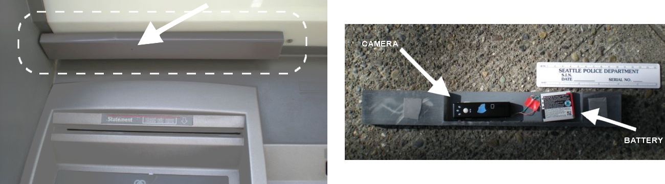 ATM skimmer with camera in light