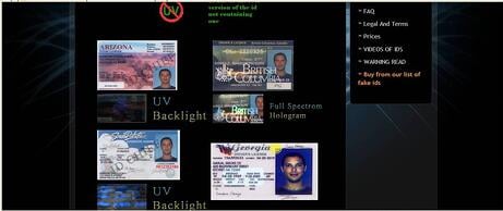 Websites advertise counterfeit IDs, complete with many of the security features of real ones