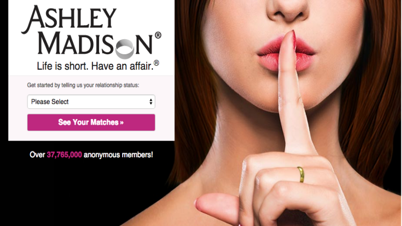 Screenshot of AshleyMadison.com Home Page
