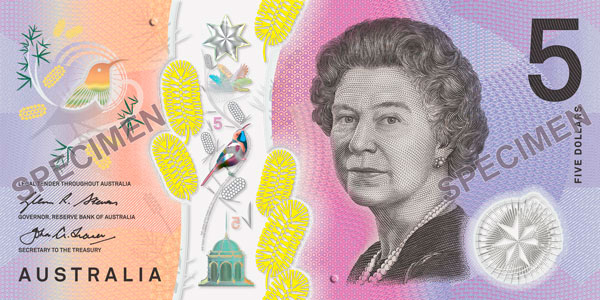front of new australian currency