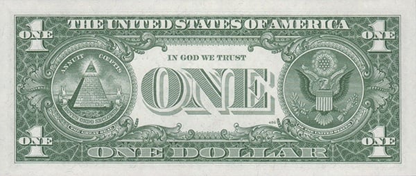 reverse of the Series 1963a $1 federal reserve note