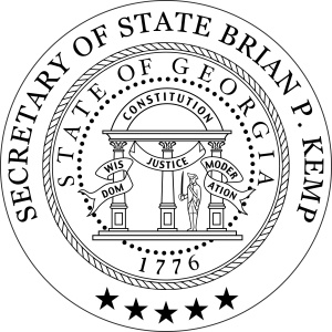 State of Georgia Secretary of State Brian P. Kemp Seal